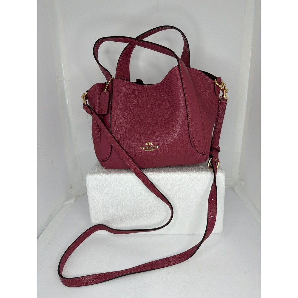 Coach Charlie Carryall 28 Dark Berry Pink Pebbled Leather Handbag 78800